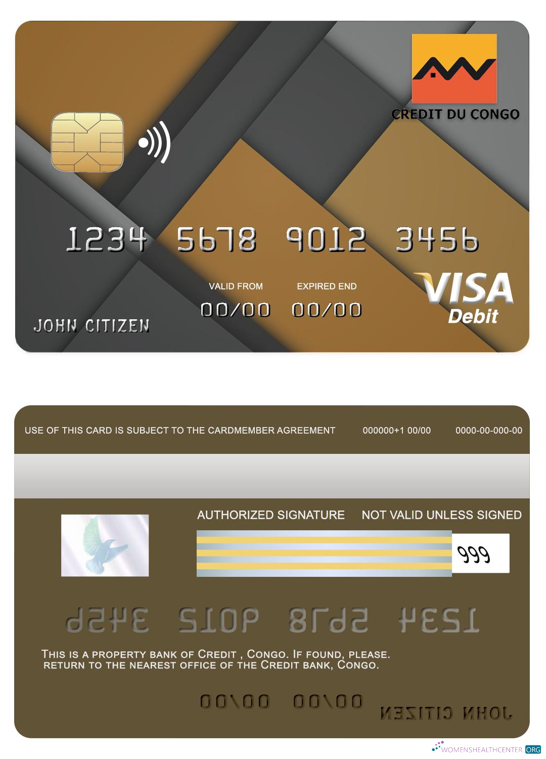 Download Congo Credit bank visa card Photoshop template